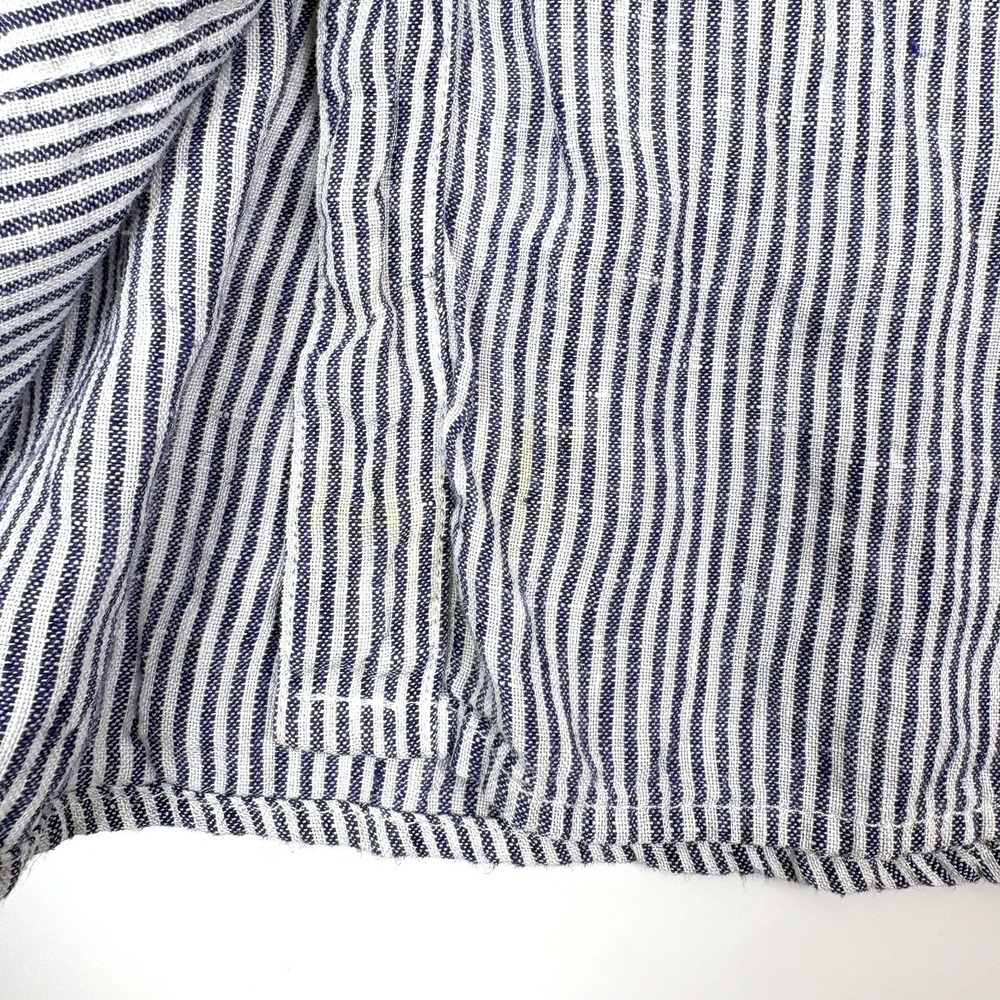 LL Bean Premium Washable Linen Button Up Shirt Womens Sz L White Blue Tunic - Picture 6 of 16
